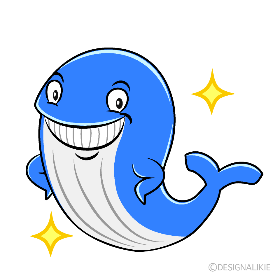 Glitter Blue Whale Cartoon Character Image