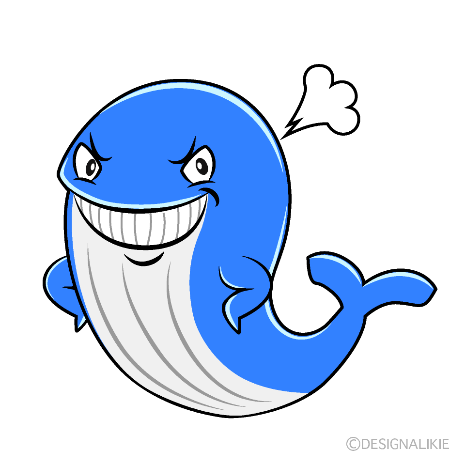 Angry Blue Whale Cartoon Character Image