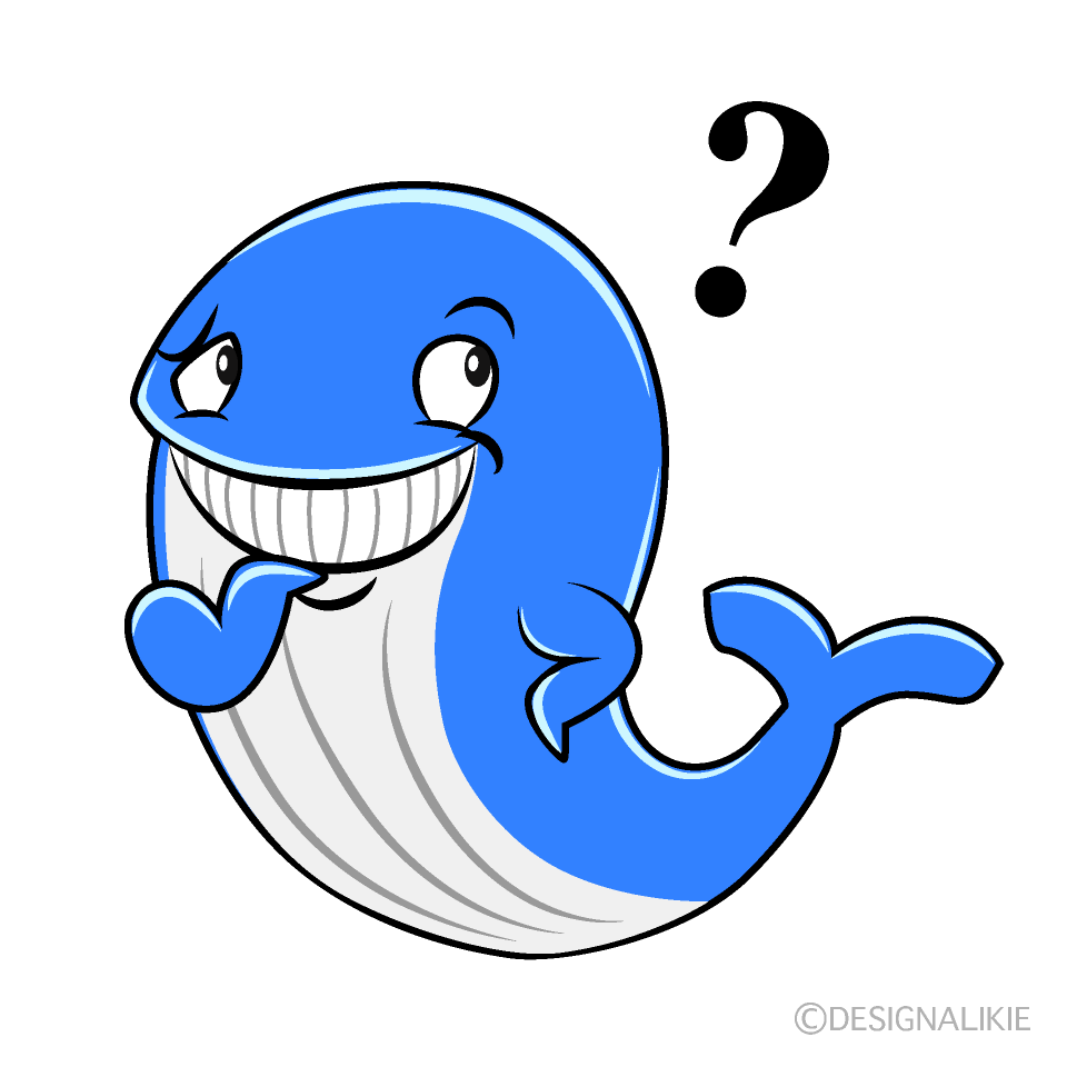 Thinking Blue Whale Cartoon Character Image