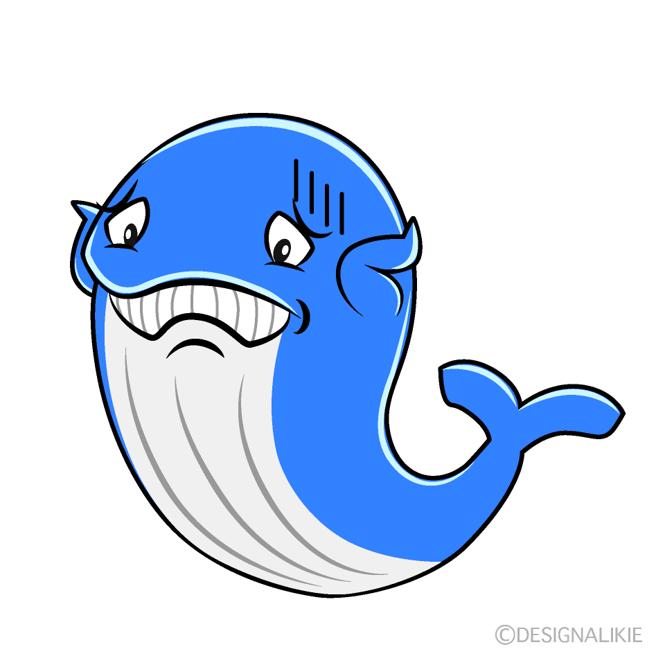 Depressed Blue Whale Cartoon Character Image