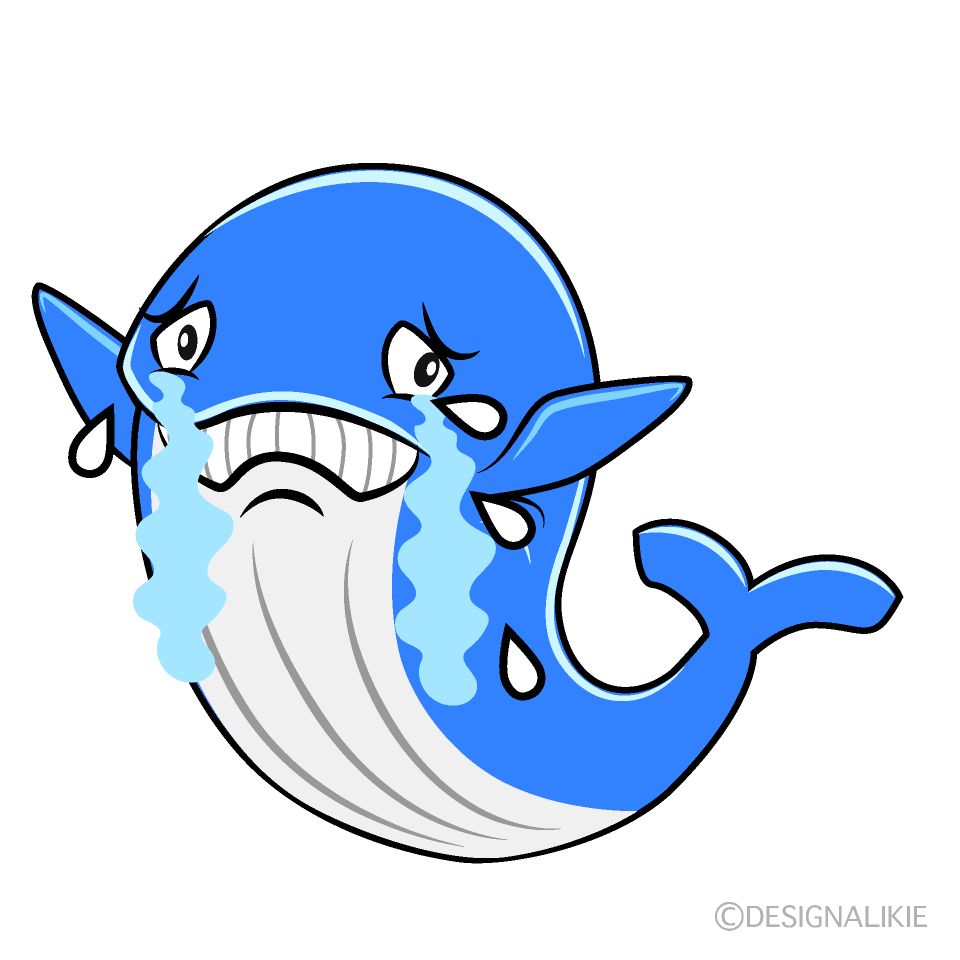 Crying Blue Whale Cartoon Character Image