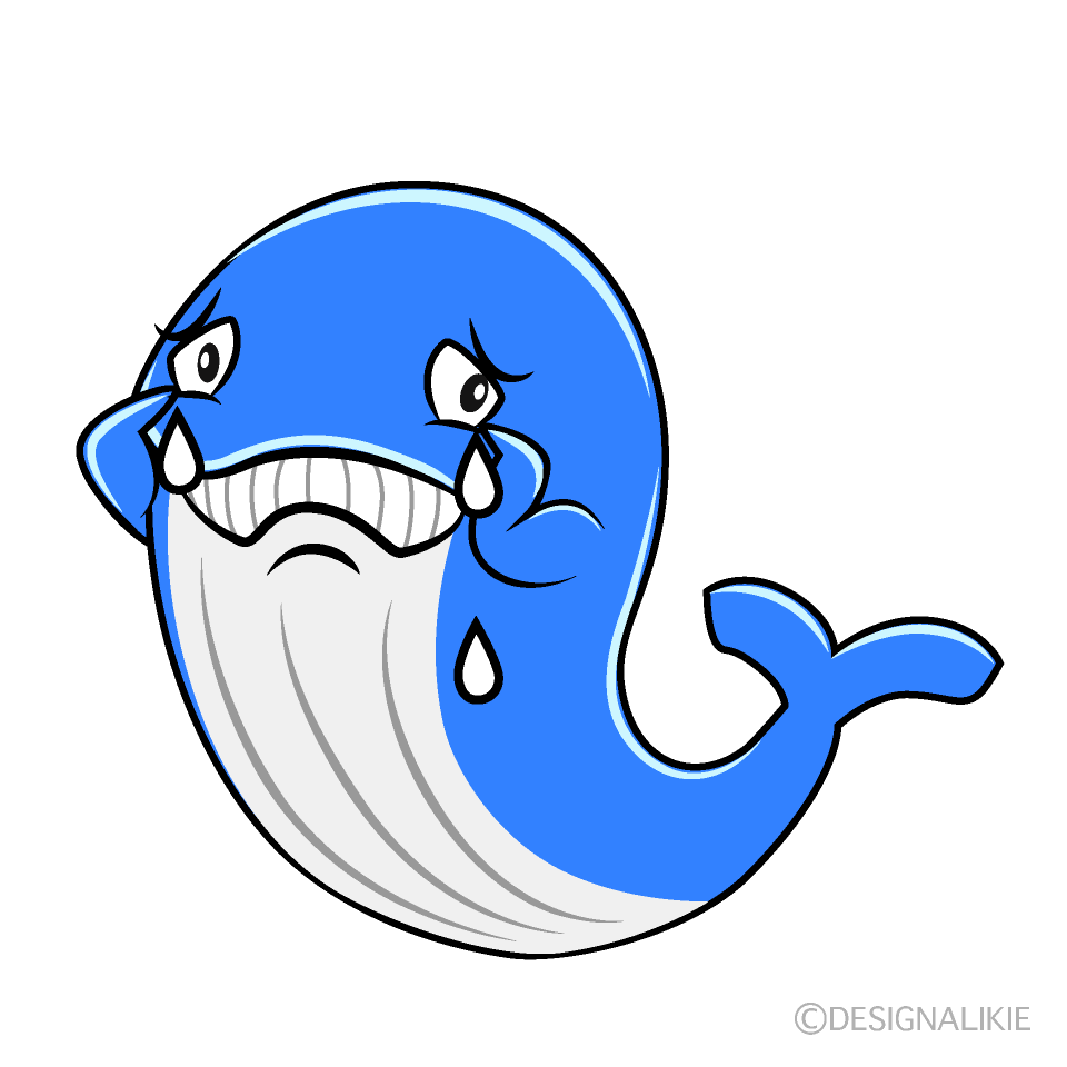 Sad Blue Whale Cartoon Character Image