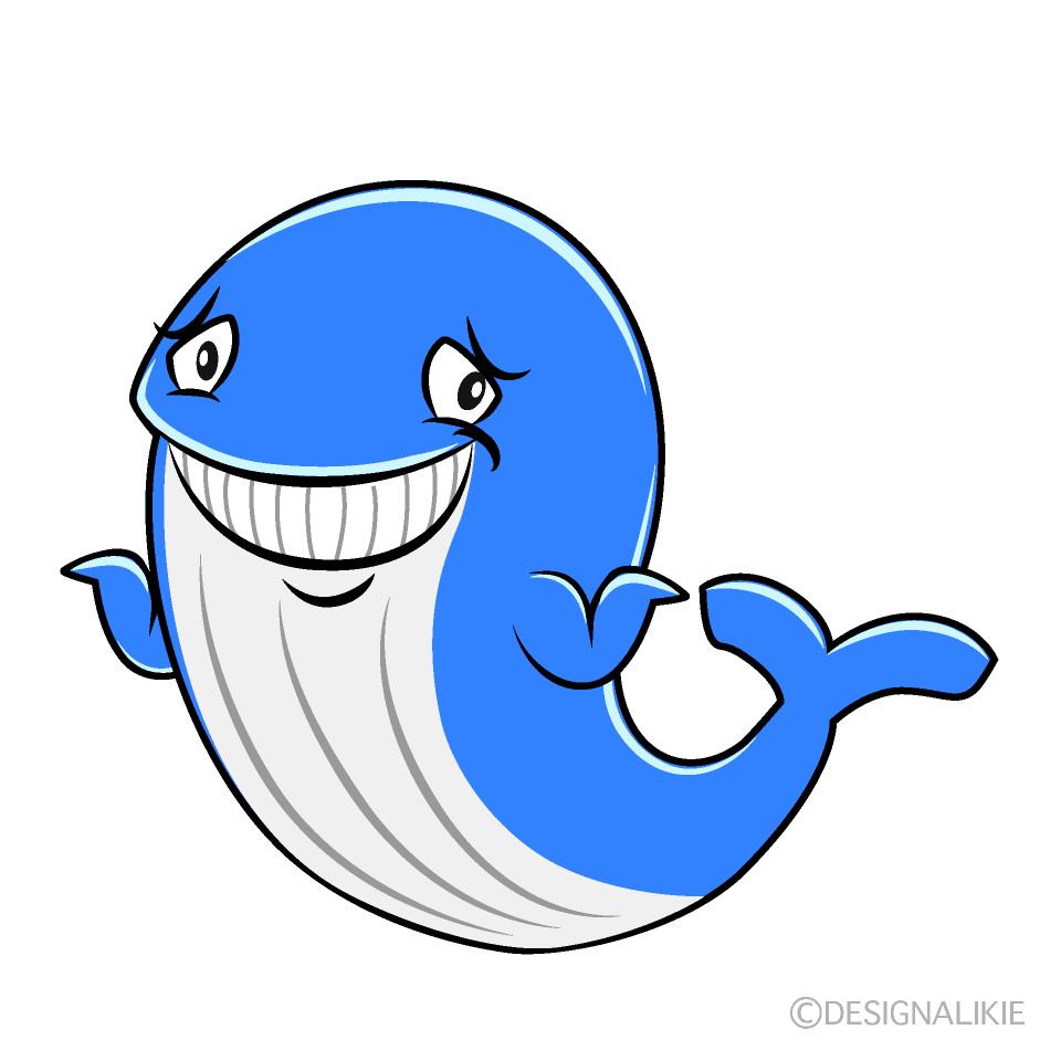 Troubled Blue Whale Cartoon Character Image