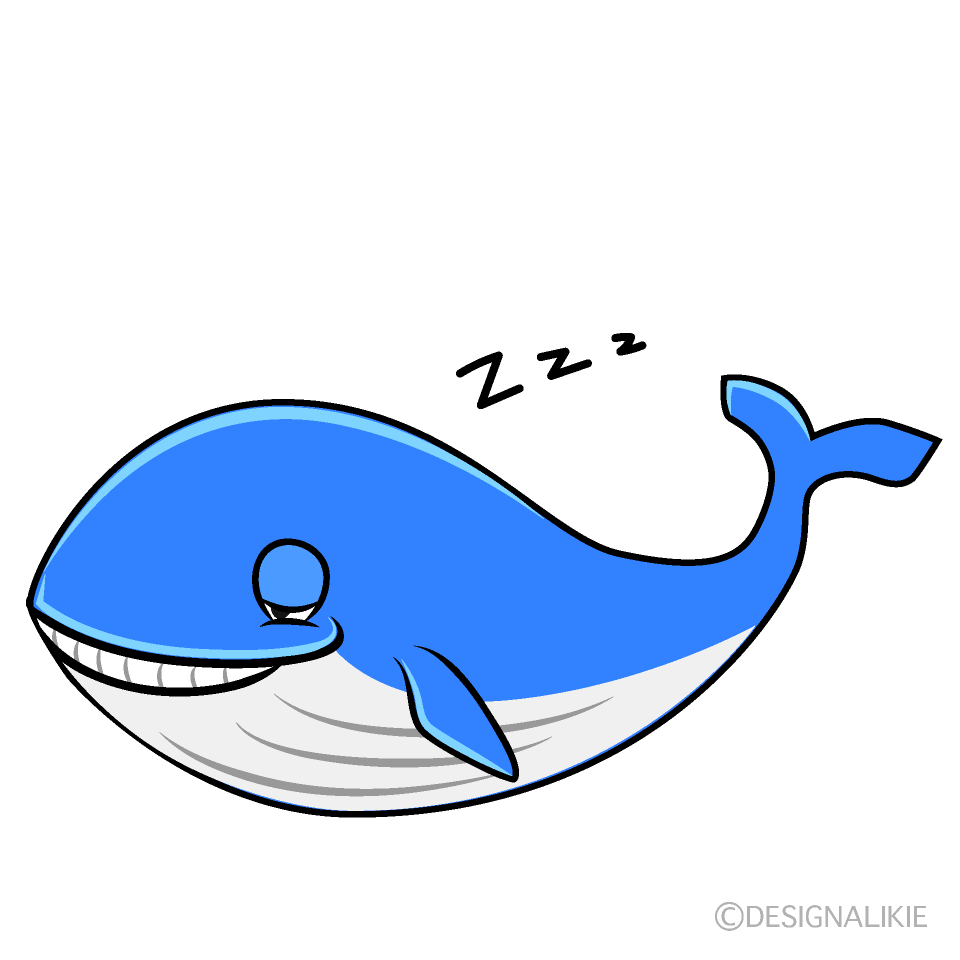 Sleeping Blue Whale Cartoon Character Image