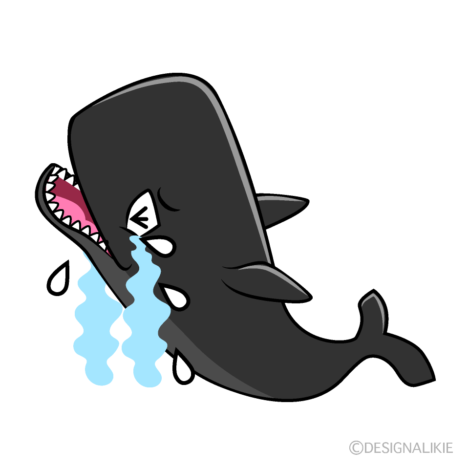 Crying Sperm Whale Cartoon Character Image