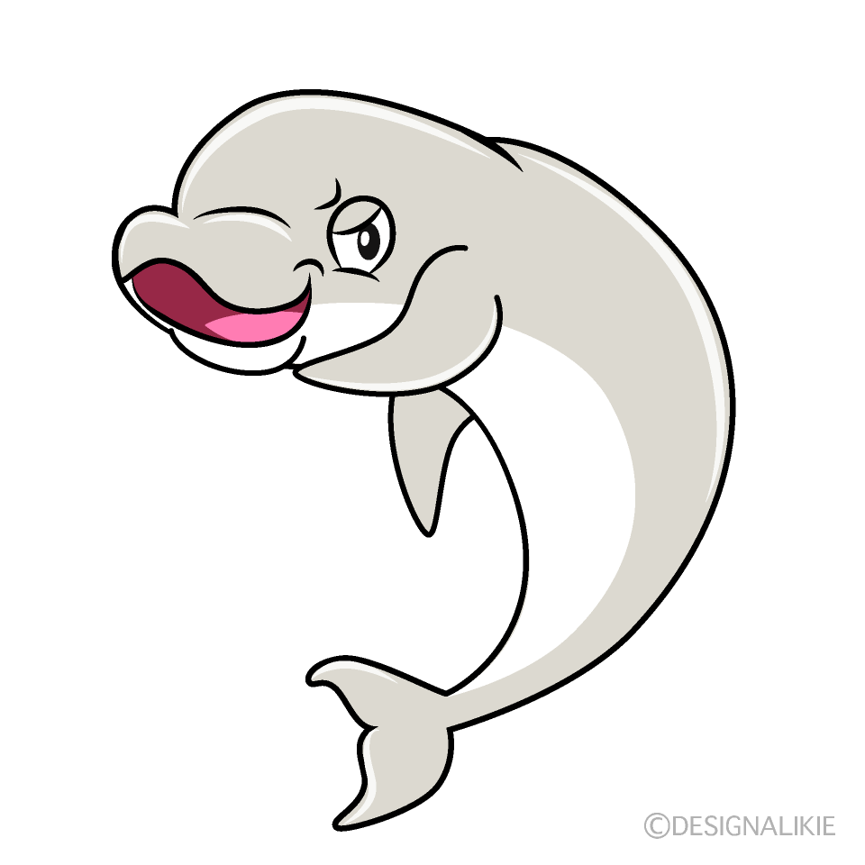 Grinning Beluga Whale Cartoon Character Image