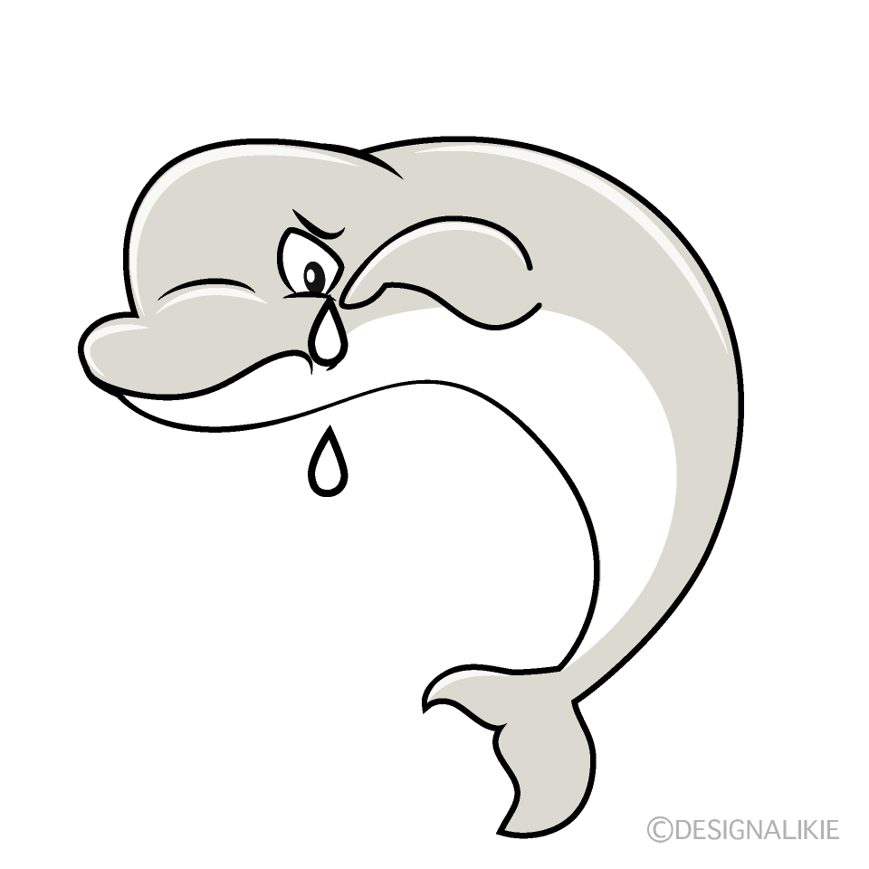 Sad Beluga Whale Cartoon Character Image