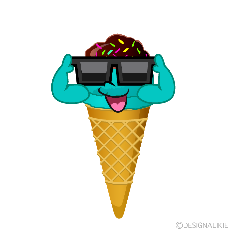 Free Ice Cream with Sunglasses Cartoon Image｜Charatoon