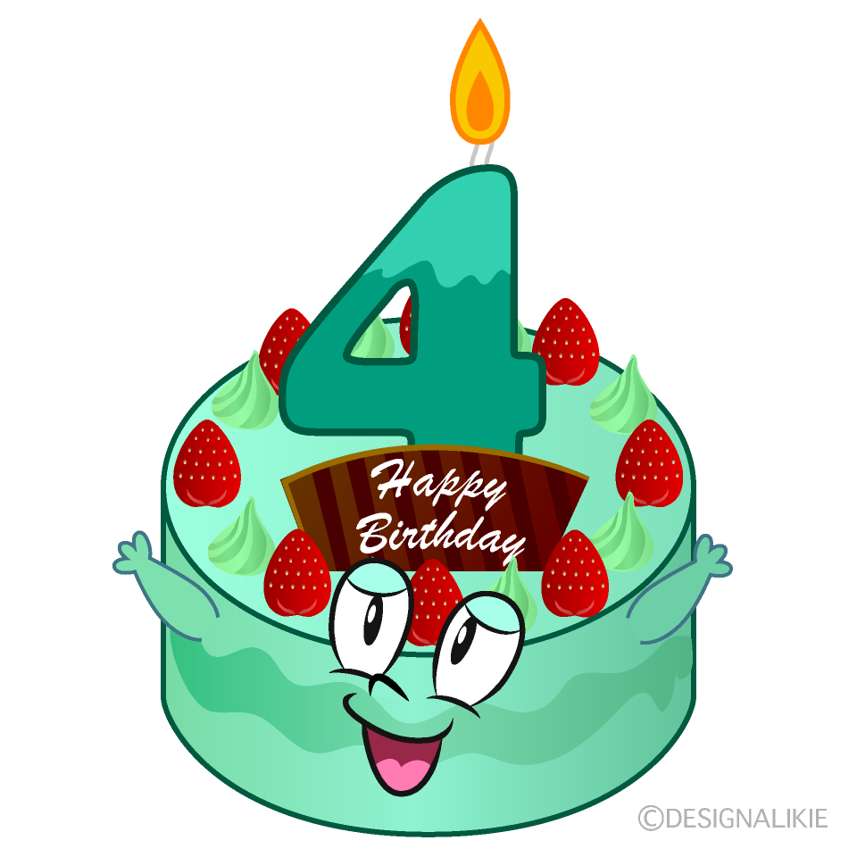 Free 4th Birthday Cake Cartoon Image｜Charatoon