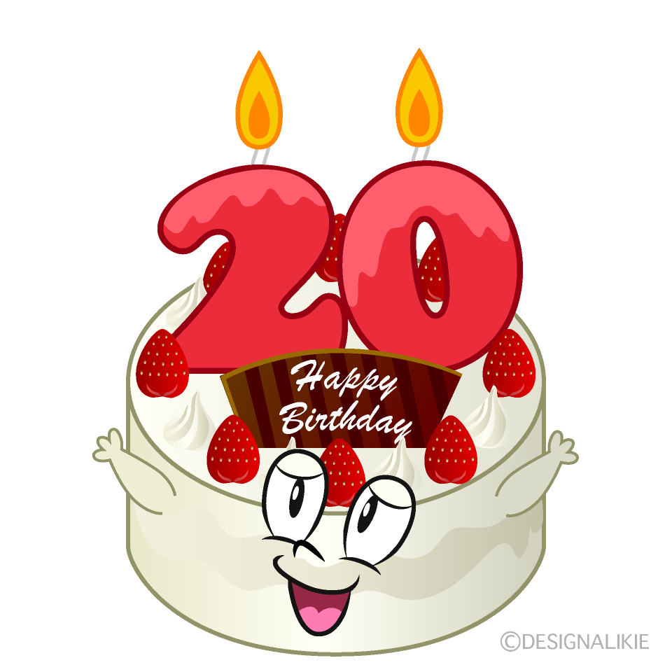 Free 20th Birthday Cake Cartoon Imageï½œCharatoon