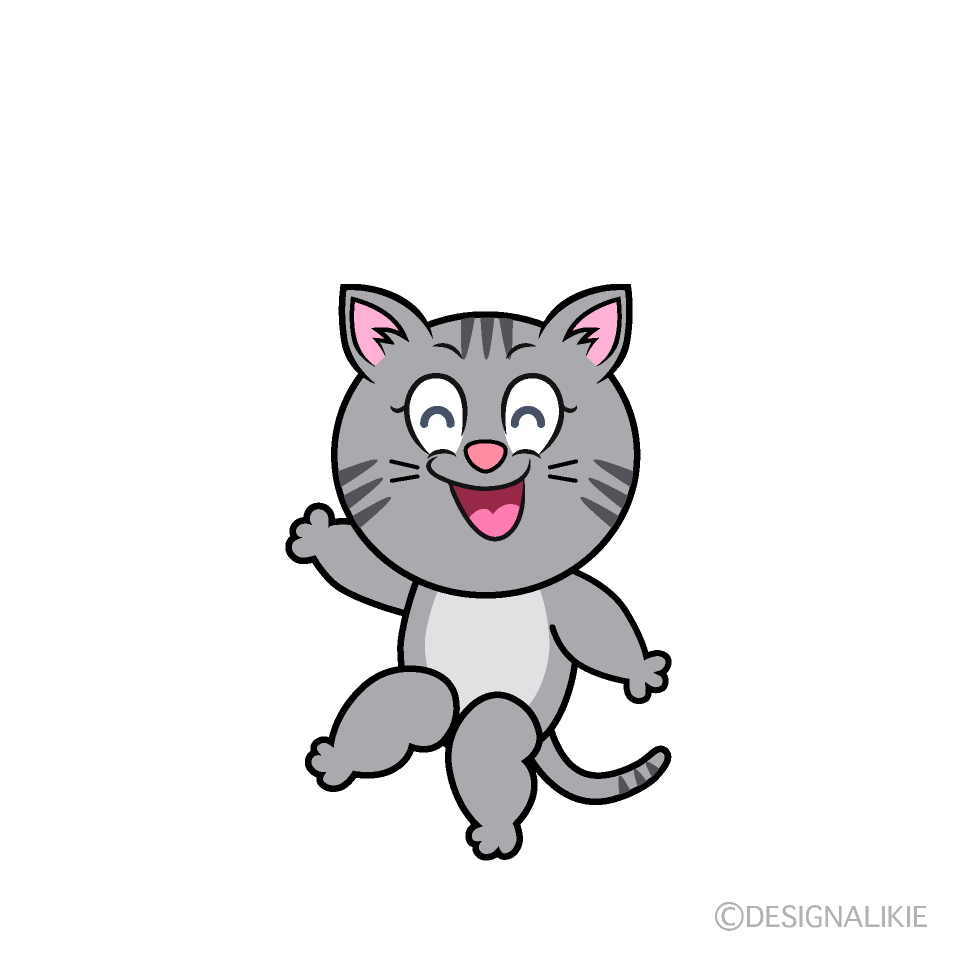 Smiling Gray Tabby Cartoon Character Image