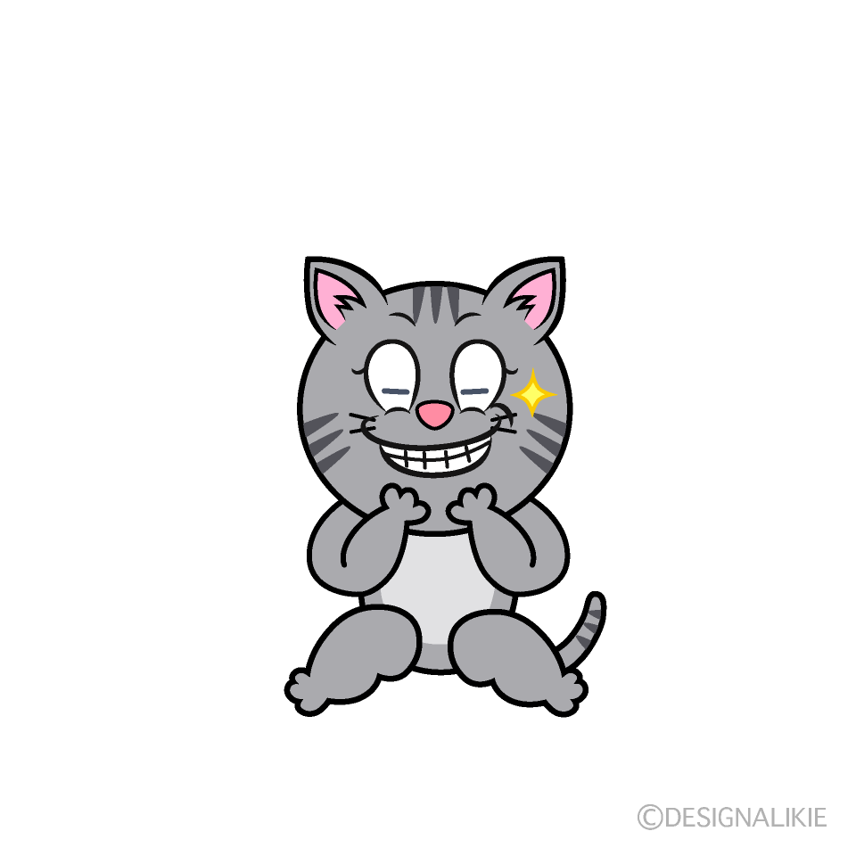 Grinning Gray Tabby Cartoon Character Image