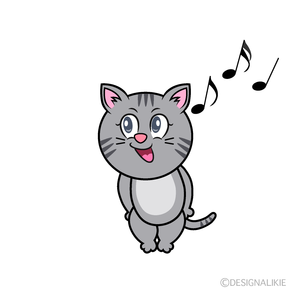 Singing Gray Tabby Cartoon Character Image