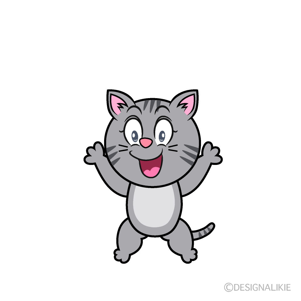 Surprised Gray Tabby Cartoon Character Image