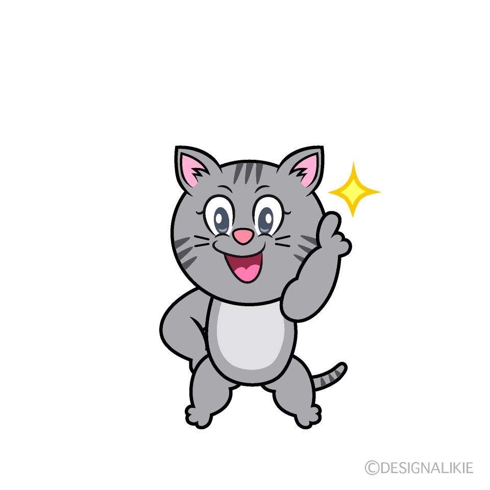 Posing Gray Tabby Cartoon Character Image