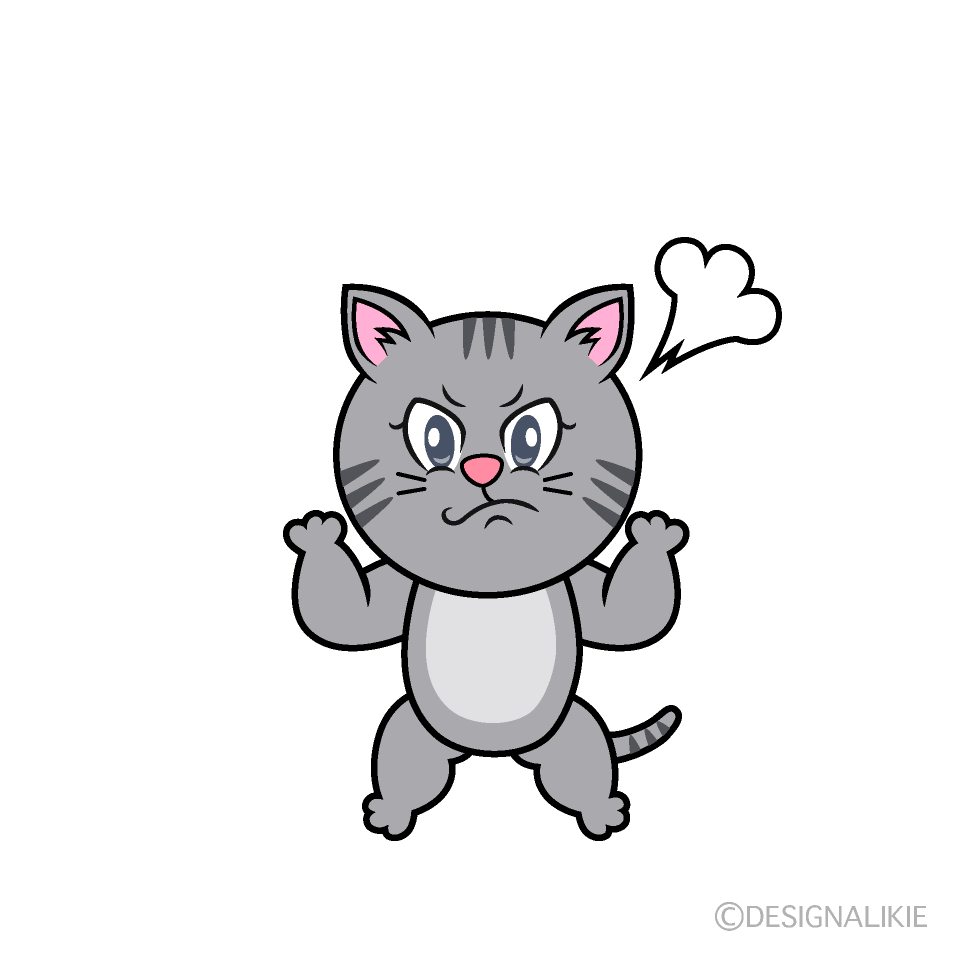 Angry Gray Tabby Cartoon Character Image