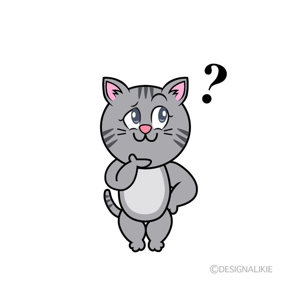 Thinking Gray Tabby Cartoon Character Image