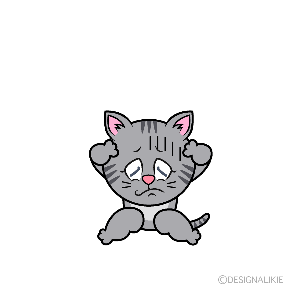 Depressed Gray Tabby Cartoon Character Image