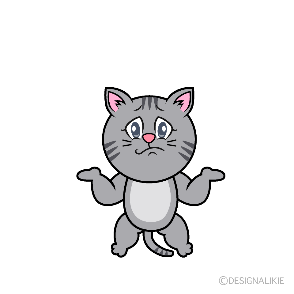 Troubled Gray Tabby Cartoon Character Image