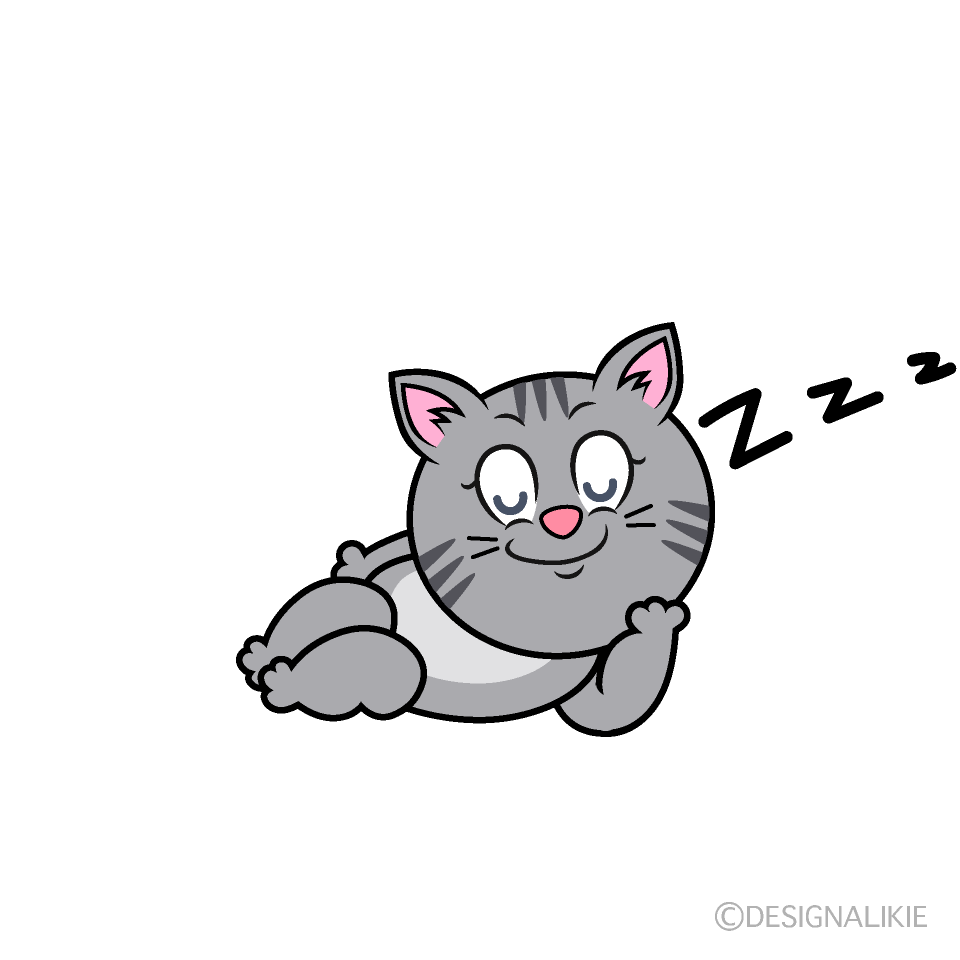 Sleeping Gray Tabby Cartoon Character Image