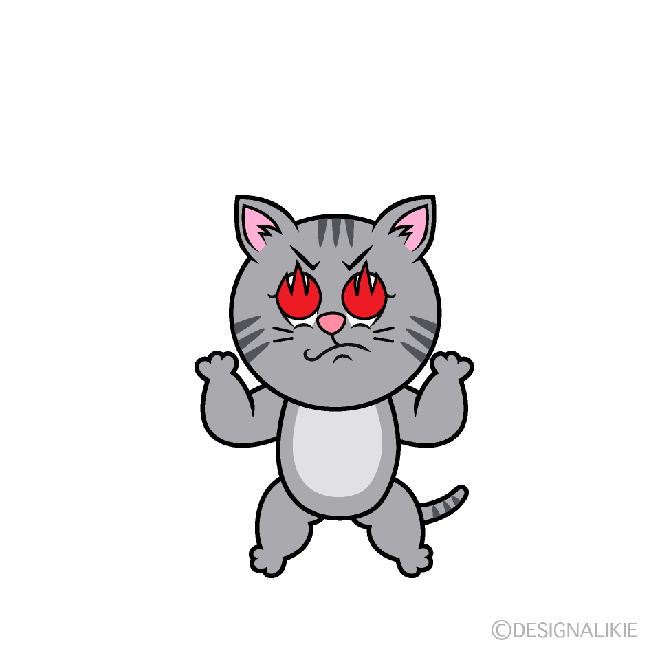 Enthusiastic Gray Tabby Cartoon Character Image