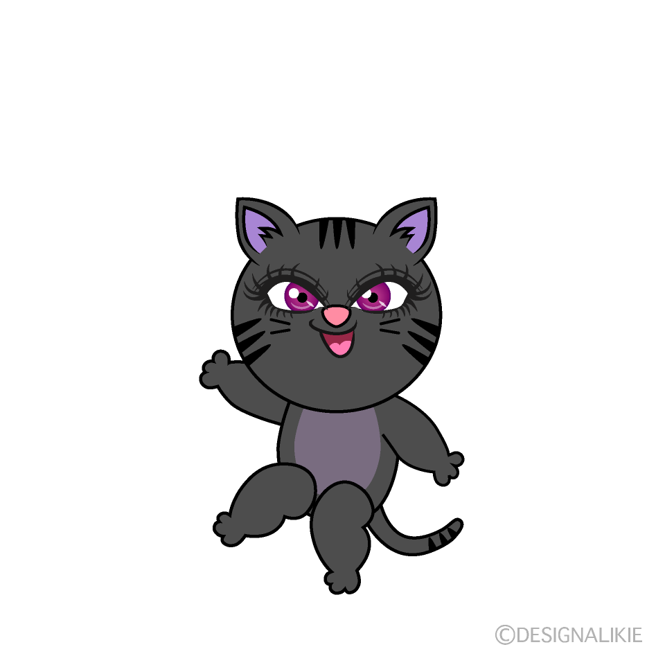 Smiling Girl Cat Cartoon Character Image