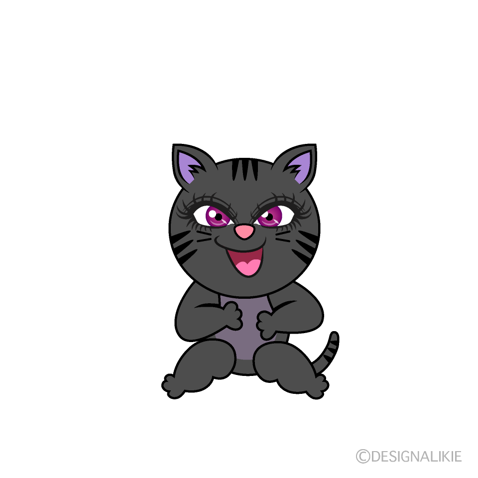 Laughing Girl Cat Cartoon Character Image