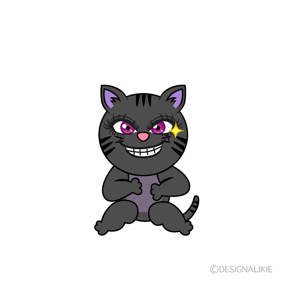 Grinning Girl Cat Cartoon Character Image