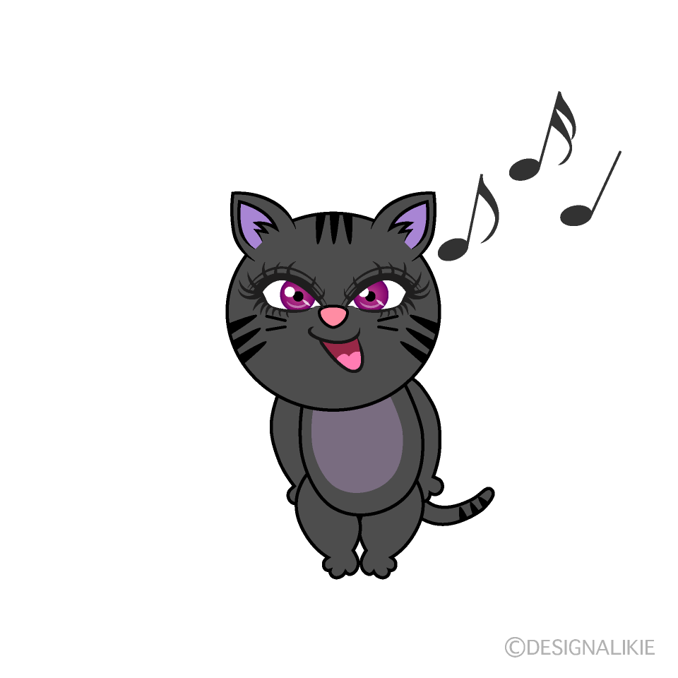 Singing Girl Cat Cartoon Character Image