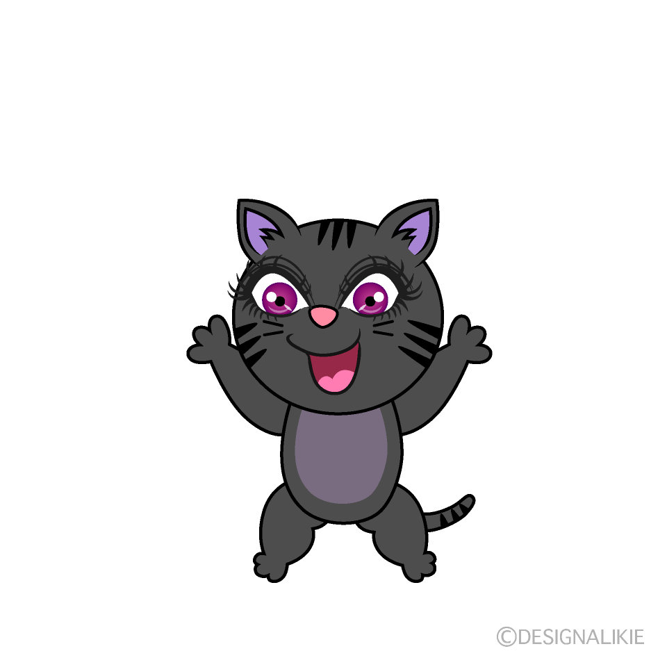 Surprising Girl Cat Cartoon Character Image