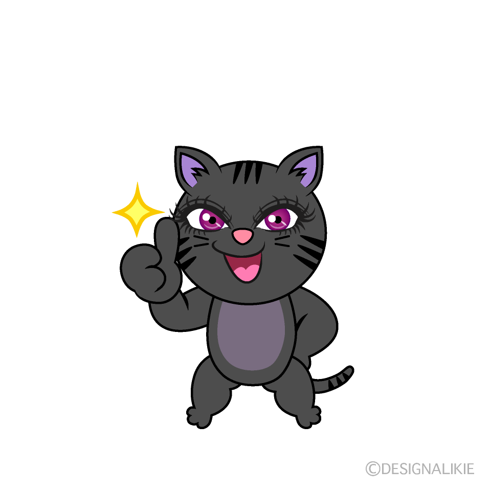 Thumbs up Girl Cat Cartoon Character Image