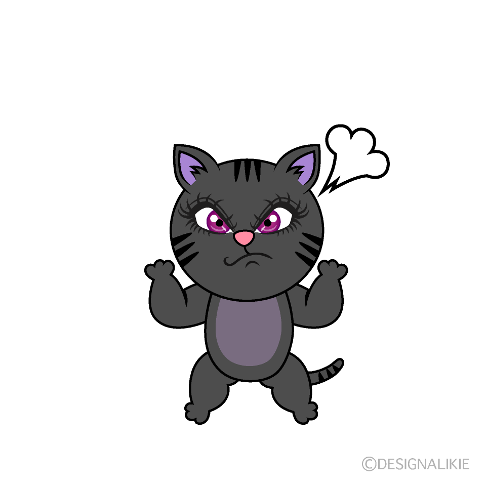 Angry Girl Cat Cartoon Character Image