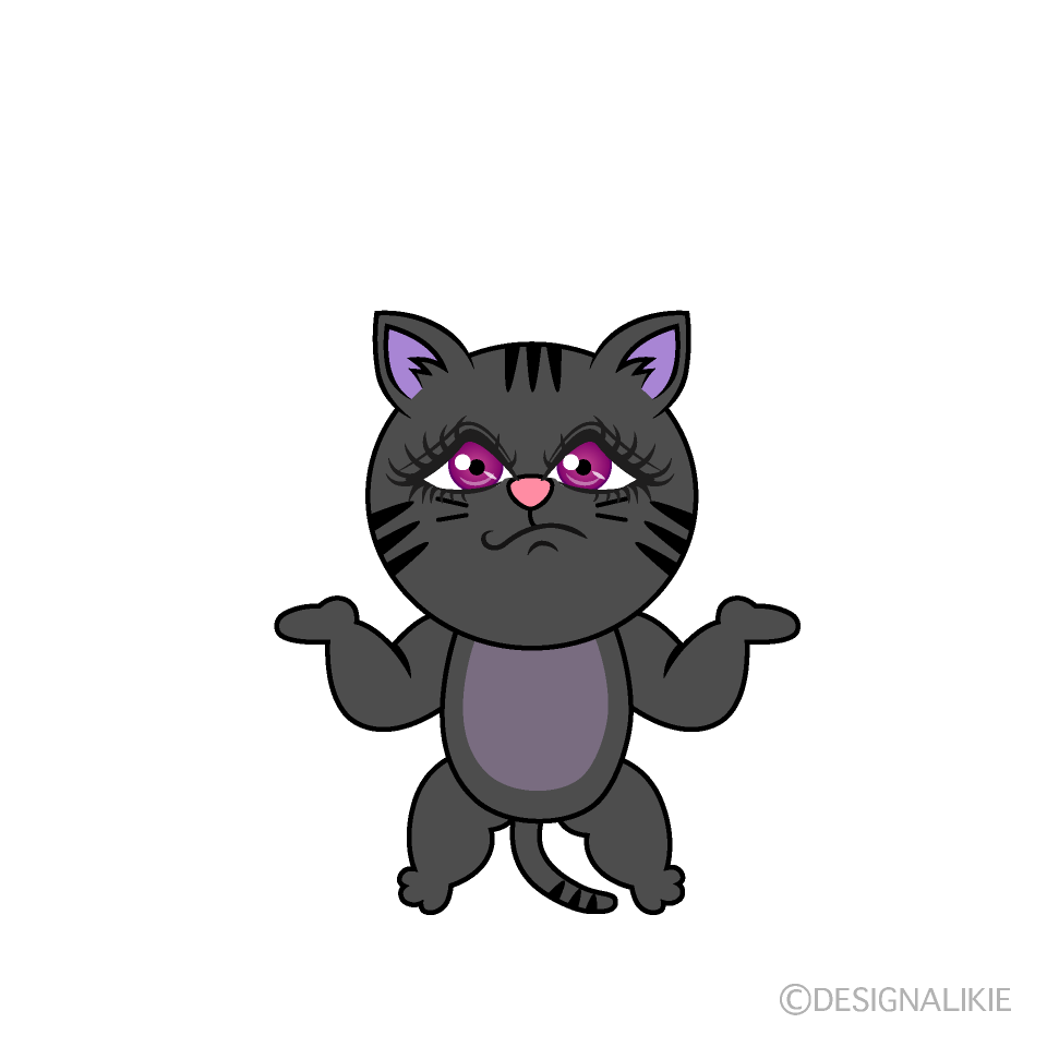 Troubled Girl Cat Cartoon Character Image