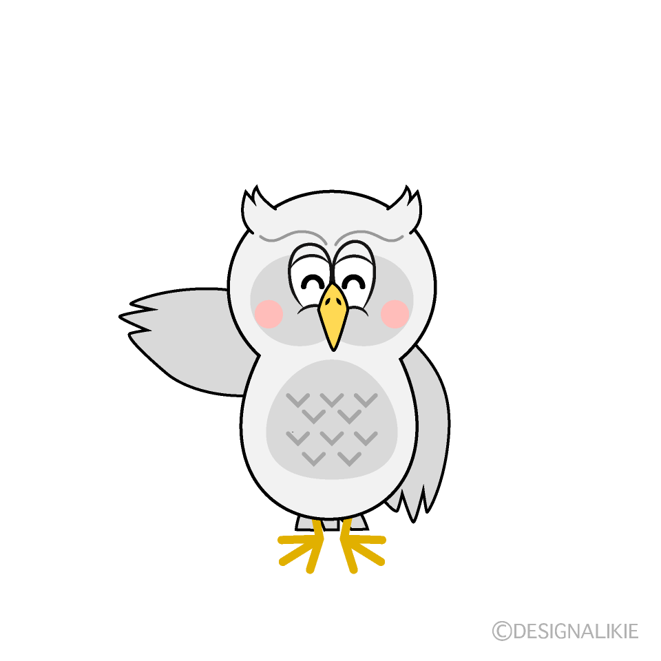 Smiling White Owl Cartoon Character Image