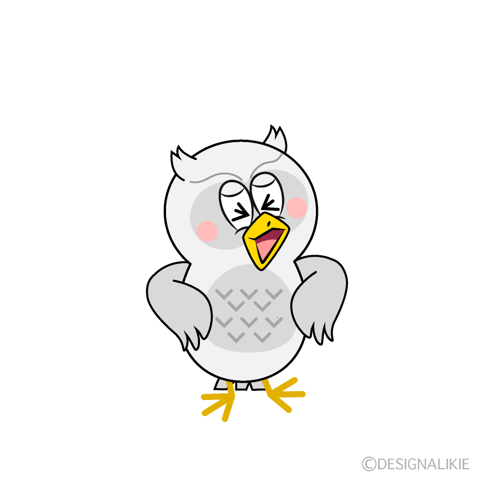 Laughing White Owl Cartoon Character Image