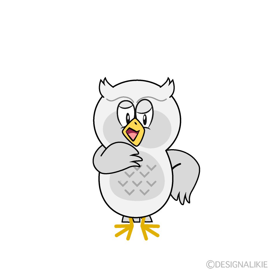 Grinning White Owl Cartoon Character Image