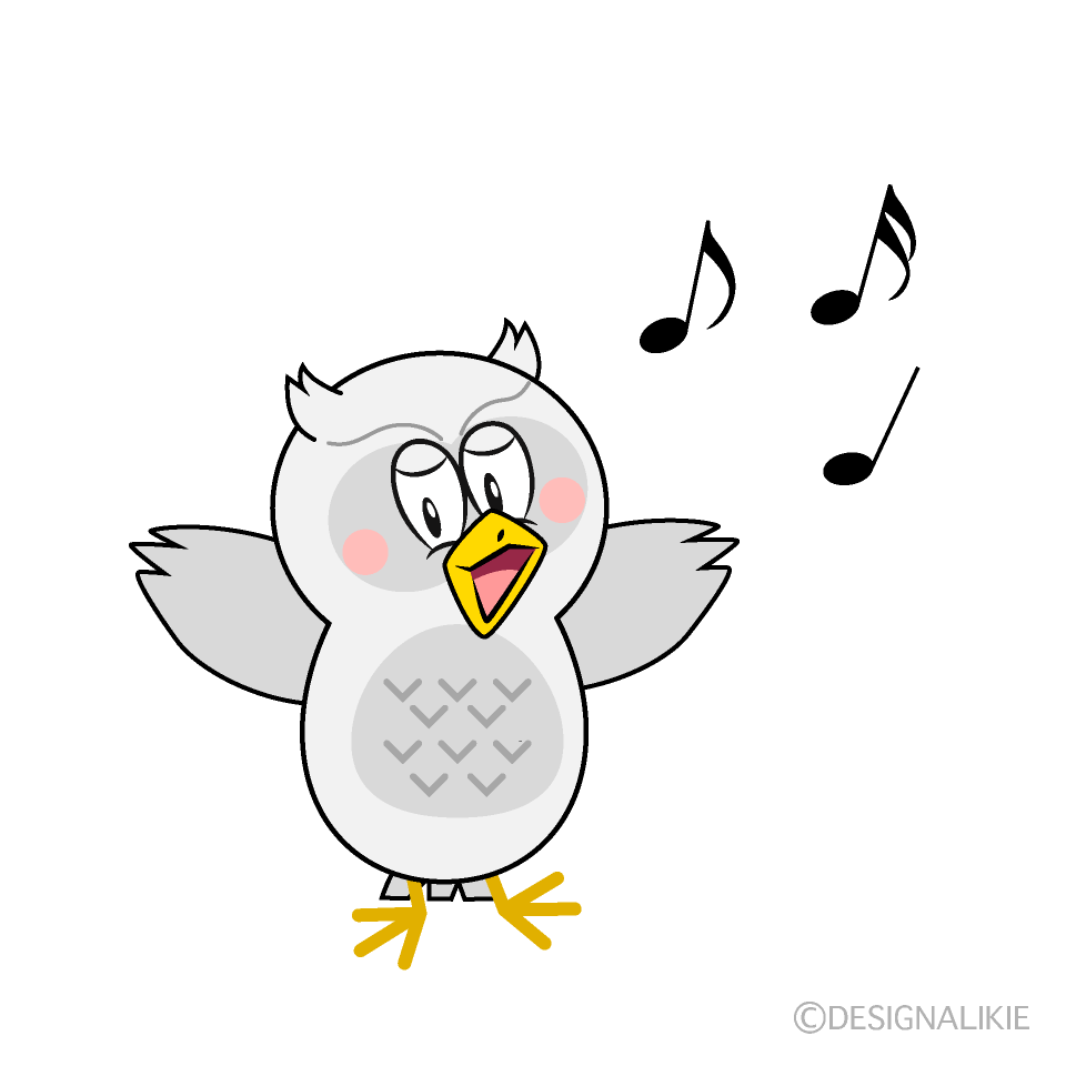 Singing White Owl Cartoon Character Image