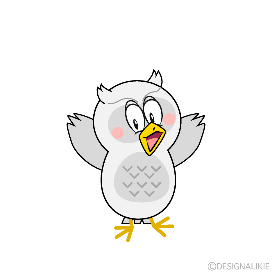 Surprising White Owl Cartoon Character Image