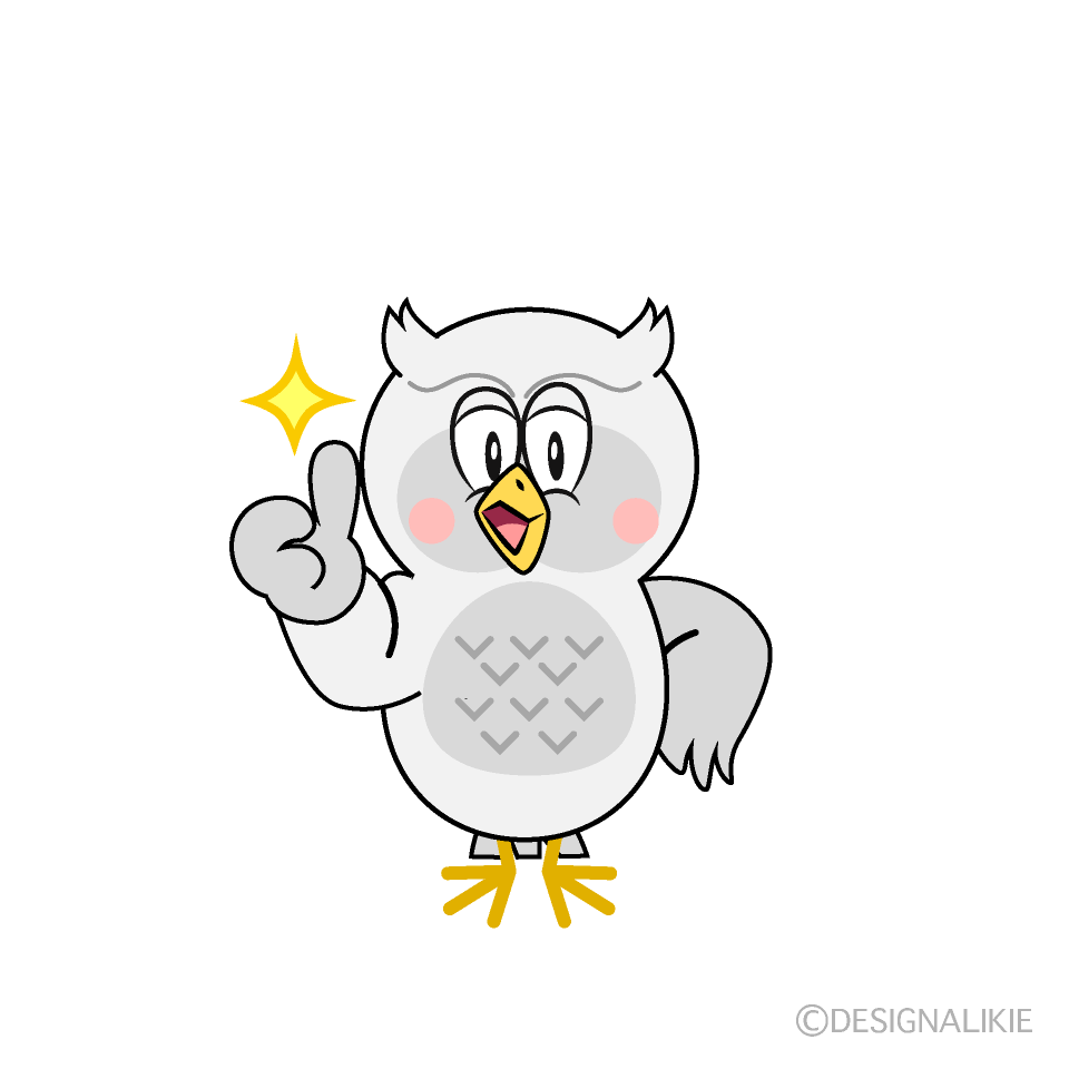 Thumbs up White Owl Cartoon Character Image