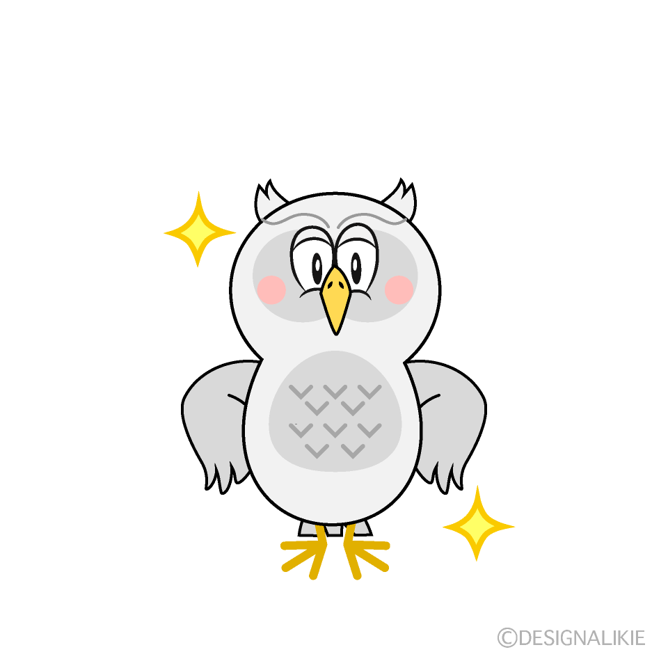 Glitter White Owl Cartoon Character Image