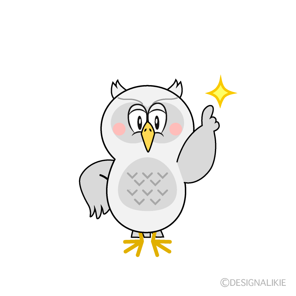 Posing White Owl Cartoon Character Image