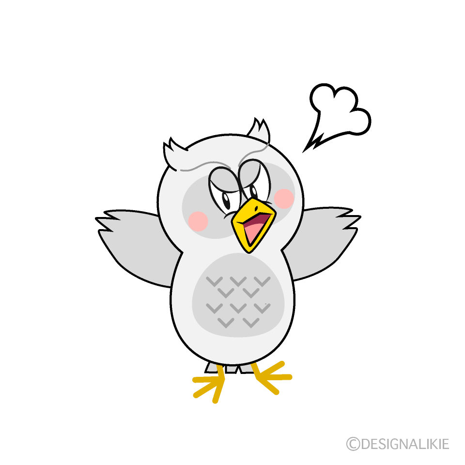 Angry White Owl Cartoon Character Image