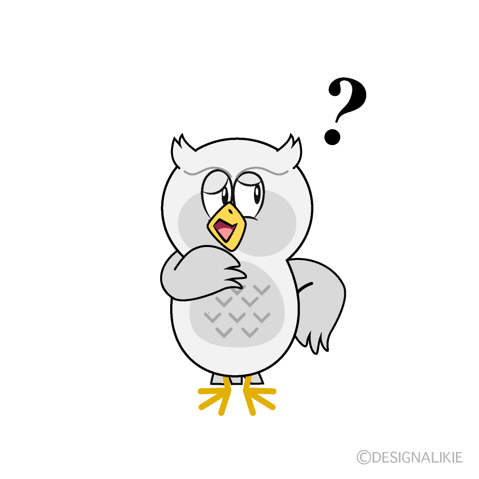 Thinking White Owl Cartoon Character Image