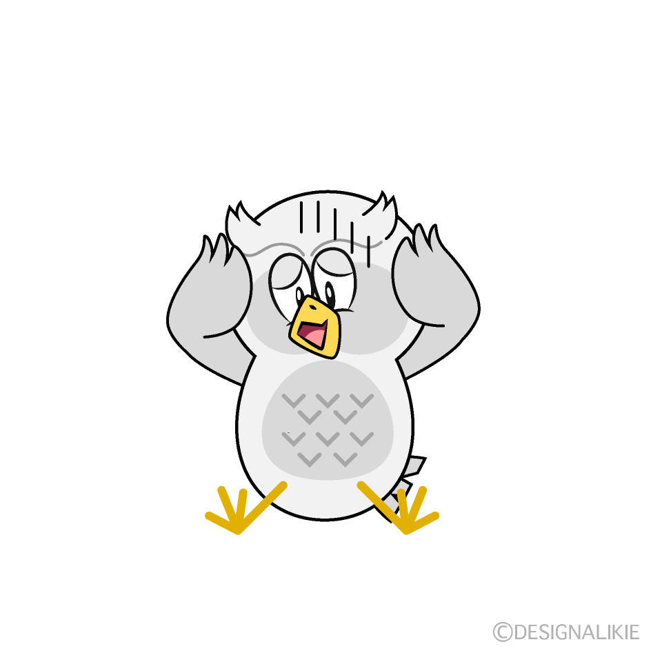 Depressed White Owl Cartoon Character Image