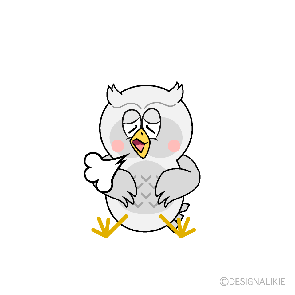 Relaxing White Owl Cartoon Character Image