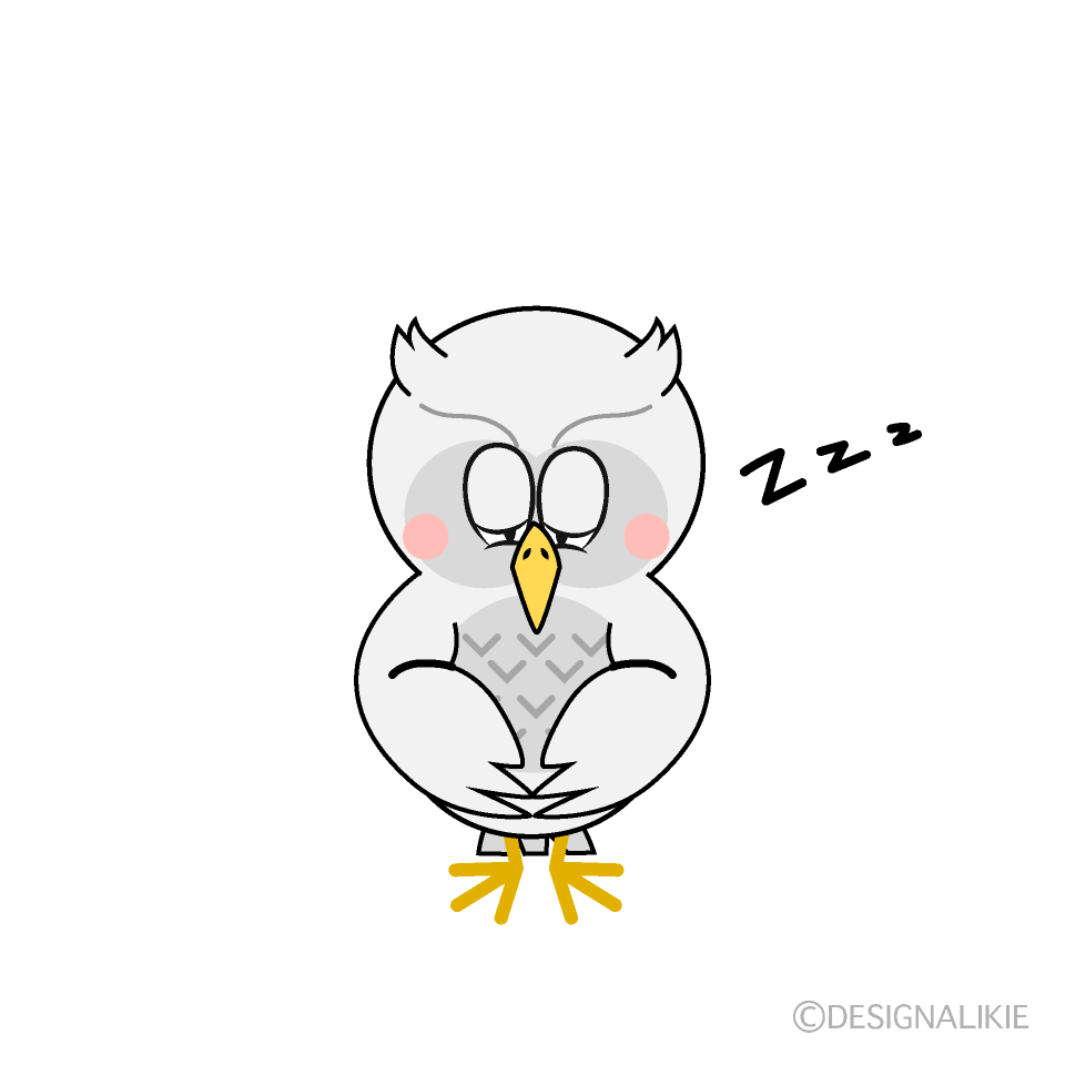 Sleeping White Owl Cartoon Character Image