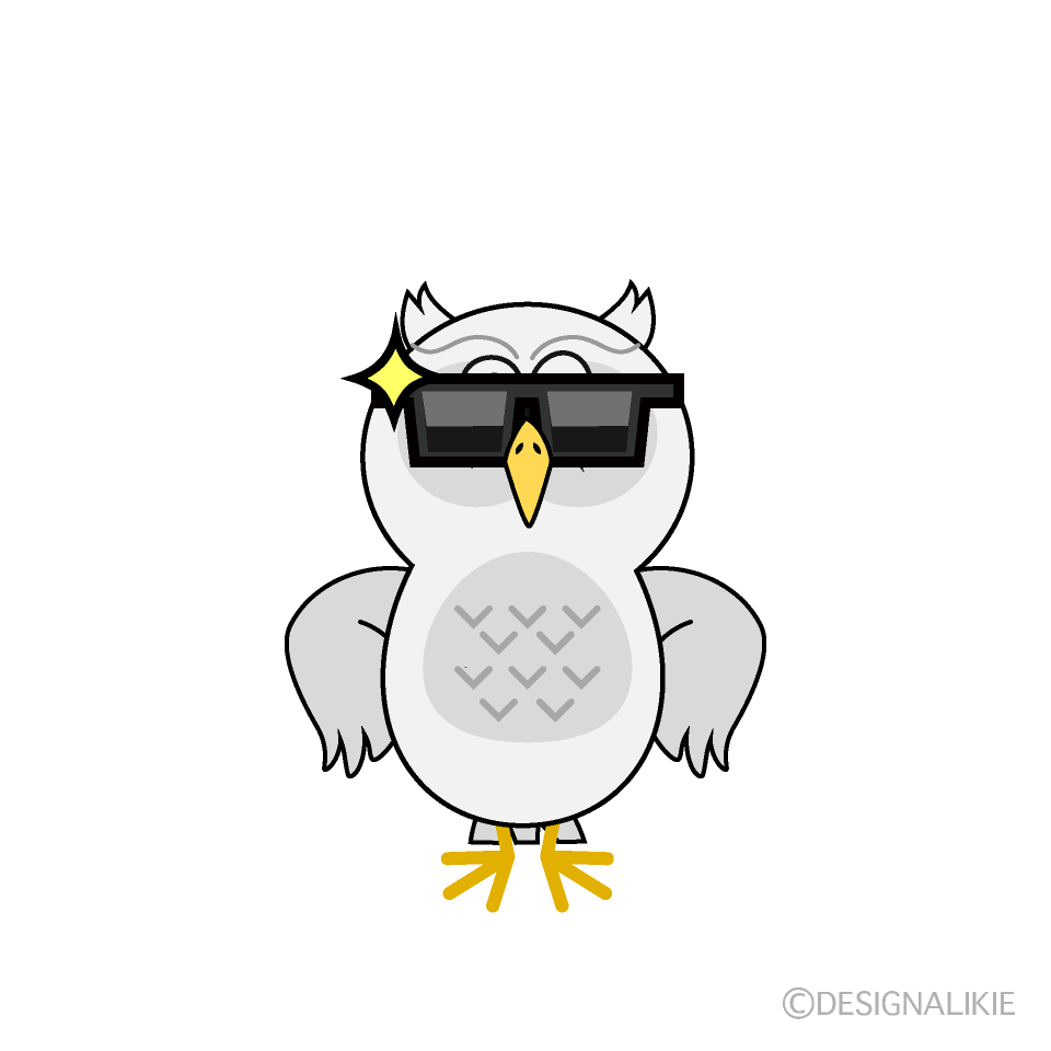 Cool White Owl Cartoon Character Image