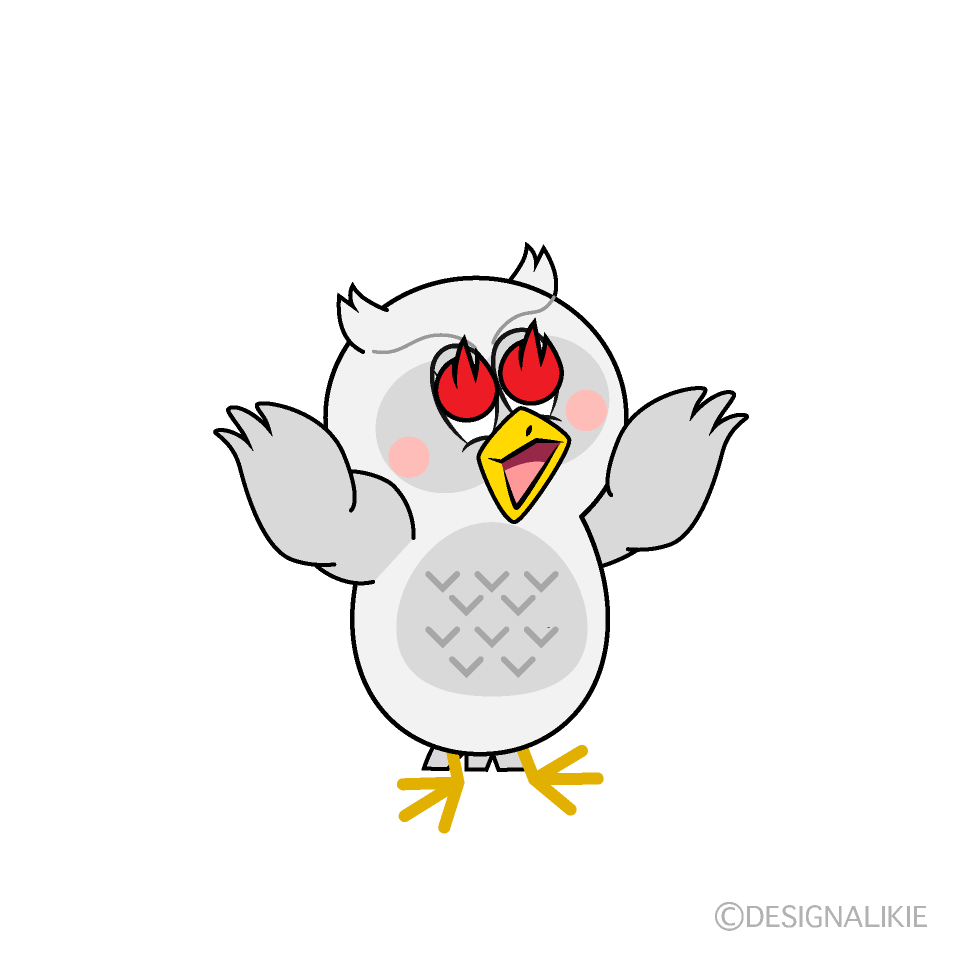 Enthusiasm White Owl Cartoon Character Image