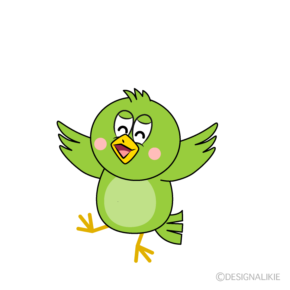 Smiling Green Bird Cartoon Character Image