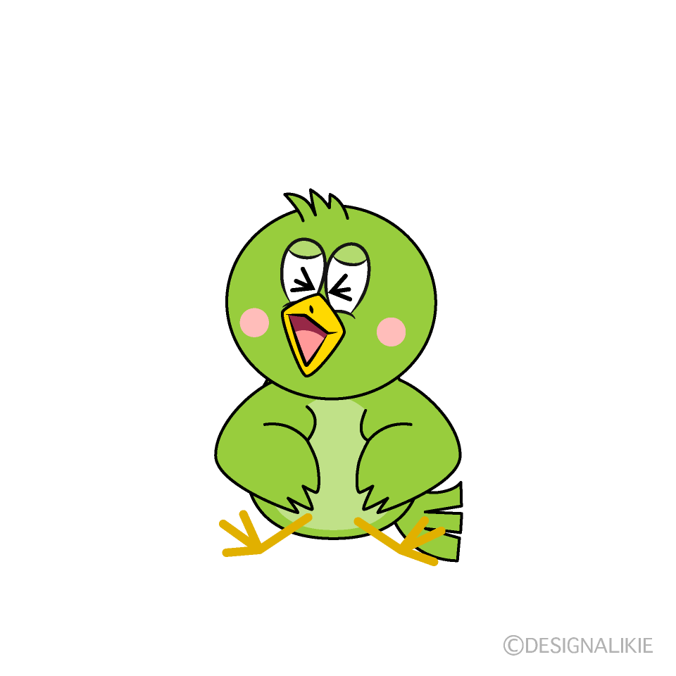 Laughing Green Bird Cartoon Character Image